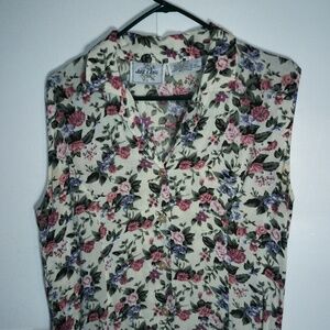 Just Class Floral Sleeveless Dress Size Large 48" Long